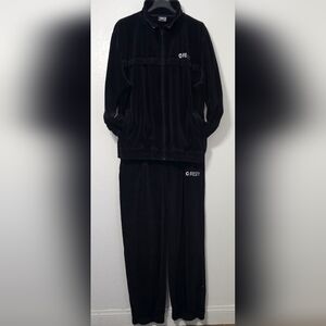 South Pole Velour Tracksuit Set XXL Black Full Zip Y2K Streetwear Jogger Set